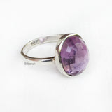 Amethyst Facetted Oval Silver Ring