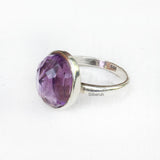 Amethyst Facetted Oval Silver Ring