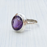 Amethyst Facetted Silver Ring