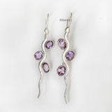 Amethyst Facetted Silver Snake Earring