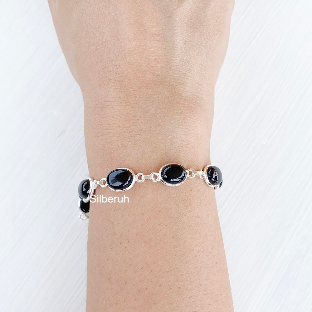 Black Onyx Silver Bracelet - Main Image