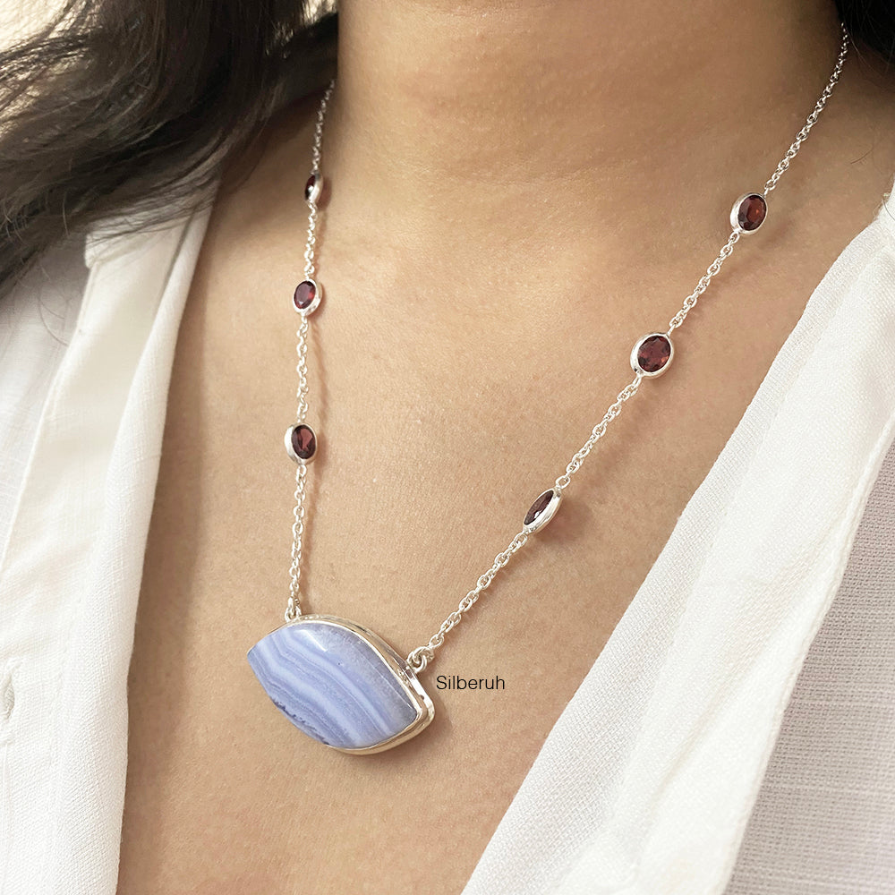 Blue clearance garnet necklace