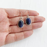 Blue Sunstone Oval Silver Earring