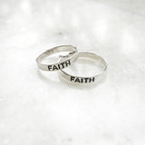 Couple 'Love Hope Faith' Silver Band Ring