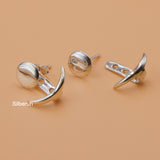 Crescent Moon Silver Stud Earring