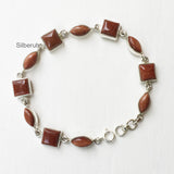 Golden Sunstone Mixed Shape Silver Bracelet