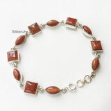 Golden Sunstone Mixed Shape Silver Bracelet