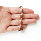 Golden Sunstone Mixed Shape Silver Bracelet