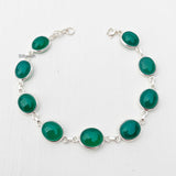 Green Onyx Oval Silver Bracelet