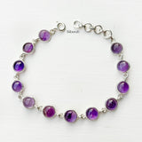 Amethyst Round Silver Bracelet