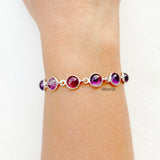 Amethyst Round Silver Bracelet