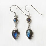 925 Silver Labradorite Drop Earrings for Women