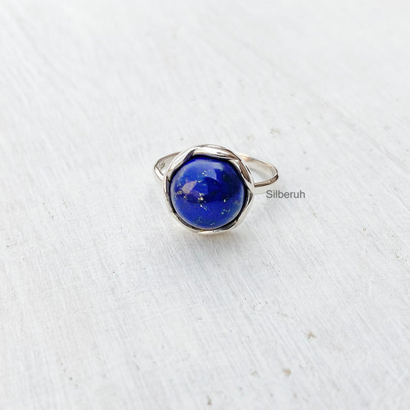 Lapis Lazuli Knotted Round Silver Ring
