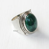Malachite Twisted Silver Ring