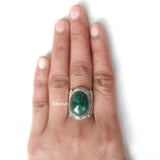 Malachite Twisted Silver Ring