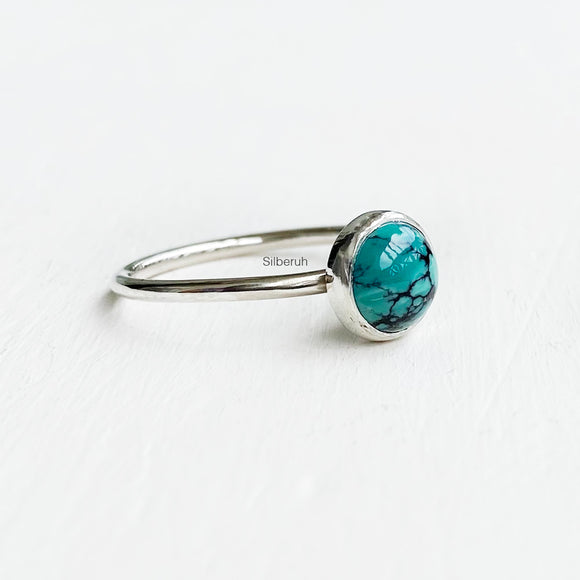Natural Turquoise Stacking Silver Ring