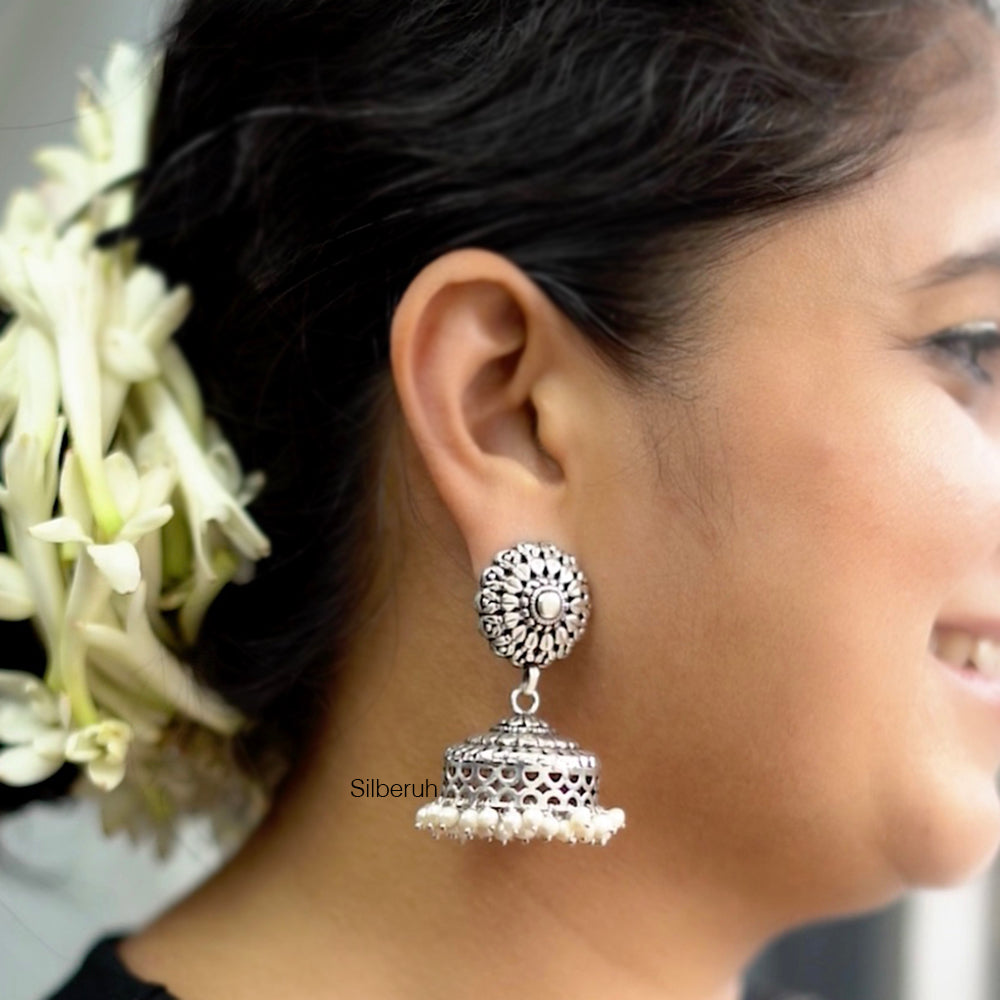 Pearl Silver Jhumka – SILBERUH
