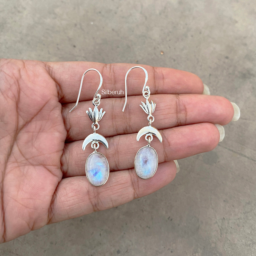 Rainbow moonstone hotsell earrings silver