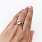 Rainbow Moonstone Round Facetted Silver Ring