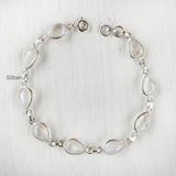 Rainbow Moonstone Teardrop Silver Bracelet