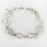 Rainbow Moonstone Teardrop Silver Bracelet