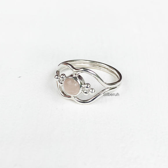 Rose Quartz Lip Silver Ring