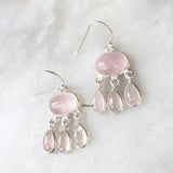 Rose Quartz Silver Chandelier Earring
