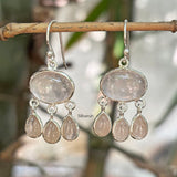 Rose Quartz Silver Chandelier Earring