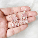 Rose Quartz Silver Chandelier Earring