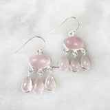 Rose Quartz Silver Chandelier Earring