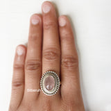 Rose Quartz Tribal Silver Ring