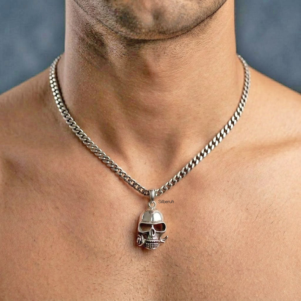Skull Rose Pendant – 925 Silver Gothic | Silberuh – SILBERUH