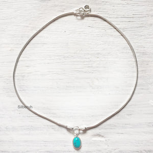 Turquoise Charm Silver Anklet