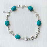 Turquoise Lotus Silver Bracelet