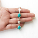 Turquoise Lotus Silver Bracelet
