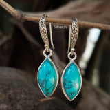 925 silver marquise turquoise earring – handcrafted spiritual jewelry