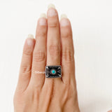 Turquoise Rectangular Adjustable Silver Ring