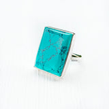 Reconstituted turquoise gemstone ring – sterling silver setting