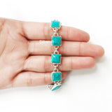 Turquoise Silver Square Bracelet