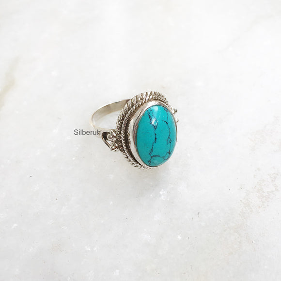 Turquoise Twisted Silver Ring