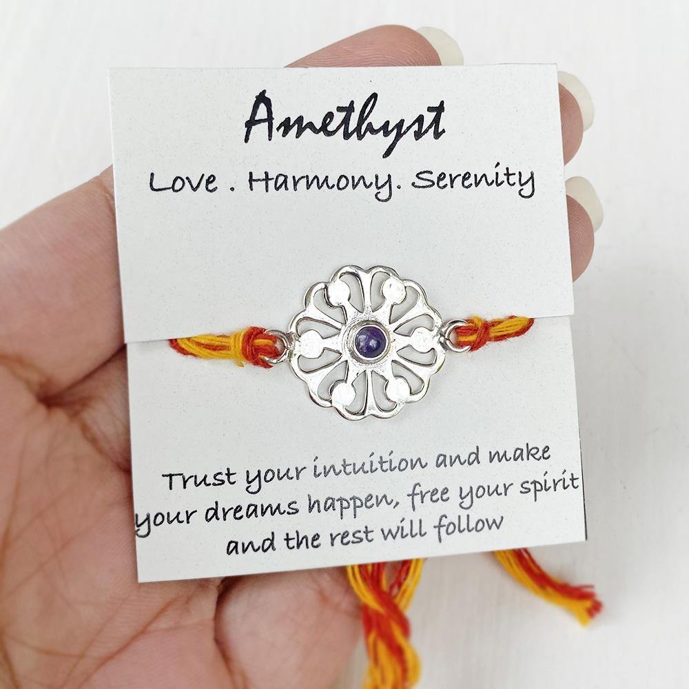Amethyst Silver Rakhi – SILBERUH - Main Image