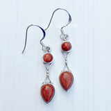 Golden Sunstone Drop Silver Earring