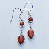 Golden Sunstone Drop Silver Earring