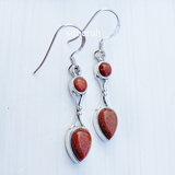 Golden Sunstone Drop Silver Earring
