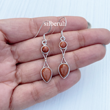 Golden Sunstone Drop Silver Earring