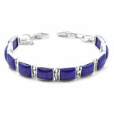 Lapis Lazuli Rectangular Silver Bracelet