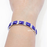 Lapis Lazuli Rectangular Silver Bracelet