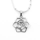 Om Lotus Silver Pendant