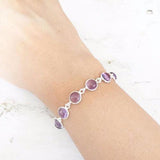 Amethyst Round Silver Bracelet