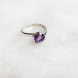 AMETHYST FACETTED SILVER RING - SILBERUH